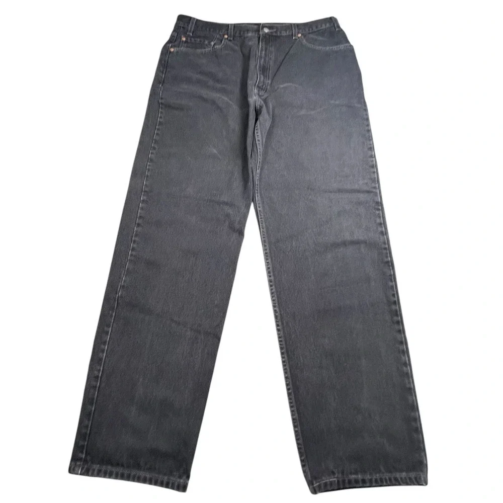 Vintage Levis 40X31 Faded Black 550 Relaxed Fit Straight Leg Jeans 1998